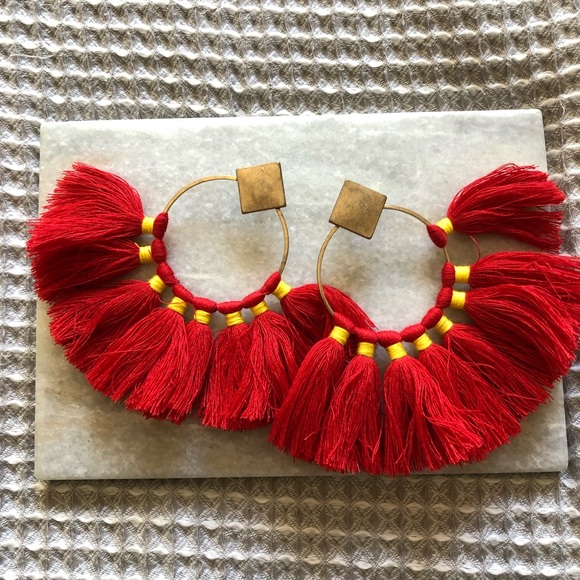 Free People Accessories - Free People Full Bloom Fan Earrings in Red